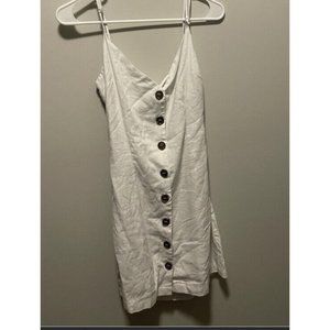 Womens Ladies Fashion Spaghetti Strap Open Back Bow Tie Short Midi Dress White